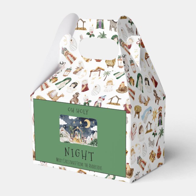 Oh Holy Night African American Nativity Christmas Favour Box (Front Side)