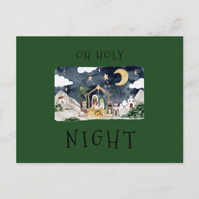 Oh Holy Night African American Nativity Christmas Holiday Postcard (Front)