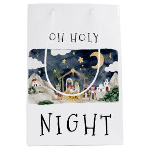 Oh Holy Night African American Nativity Christmas Medium Gift Bag