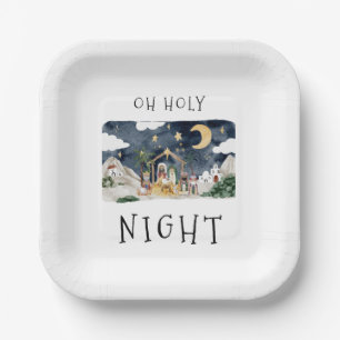 Oh Holy Night African American Nativity Christmas Paper Plate