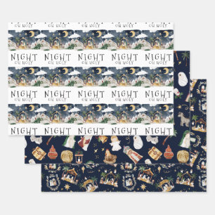 Oh Holy Night African American Nativity Christmas Wrapping Paper Sheet