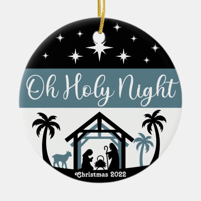 Oh Holy Night Ceramic Tree Decoration (Front)