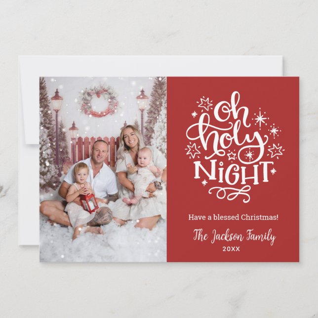 Oh Holy Night Christian Christmas Photo Cards (Front)
