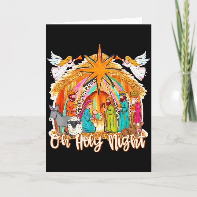 Oh Holy Night Christian Jesus Holiday Christmas Pa Card (Front)