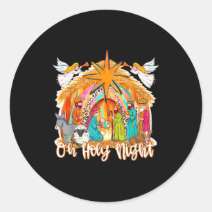 Oh Holy Night Christian Jesus Holiday Christmas Pa Classic Round Sticker
