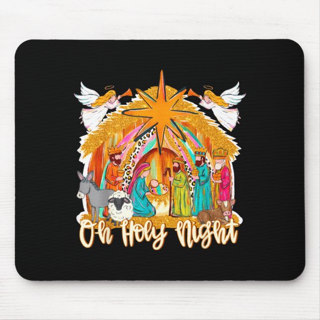 Oh Holy Night Christian Nativity Scene Christmas R Mouse Mat (Front)