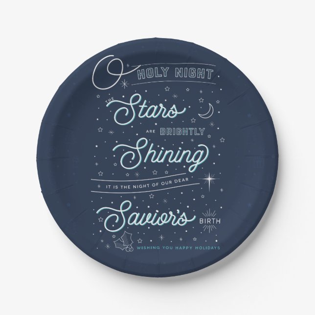 Oh Holy Night Christmas 7" Paper Plates (Front)