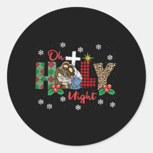 Oh Holy Night Christmas Pajama X-mas Plaid Christi Classic Round Sticker