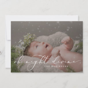 Oh Holy Night Christmas Photo Birth Announcement