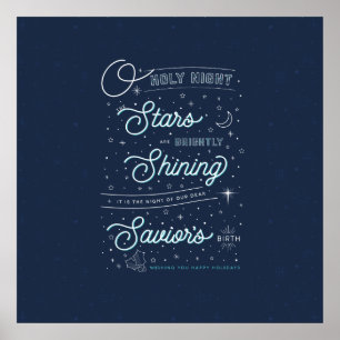 Oh Holy Night Christmas Poster 24x24 / Blue