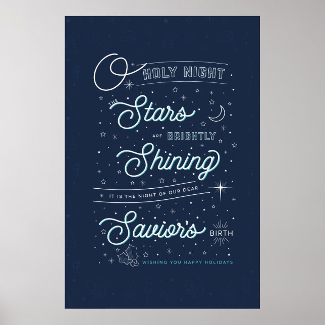 Oh Holy Night Christmas Poster 24x36 / Blue (Front)