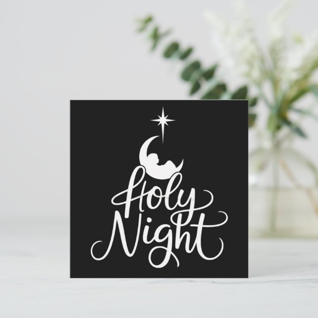 Oh Holy Night Family Christmas Nativity Scene Xmas Holiday Card (Standing Front)