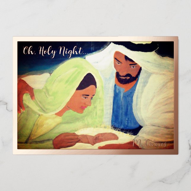 Oh Holy Night  Foil Holiday Card (Front)