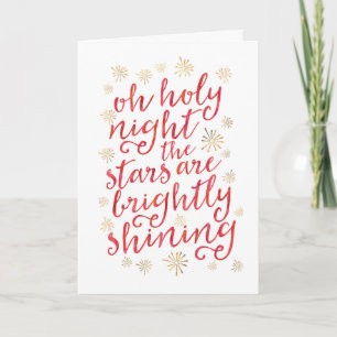 Oh Holy night gold and watercolor Christmas Card