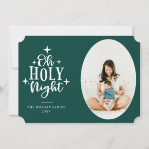 Oh Holy Night Green Photo Holiday Card
