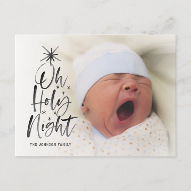 Oh Holy Night | Holiday Birth Announcement Photo (Front)