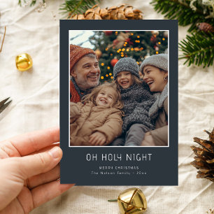 Oh Holy Night Joyful Christian Family Photo Holiday Card