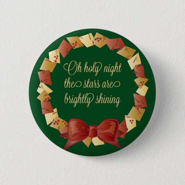 Oh Holy Night Lyrics Design 6 Cm Round Badge (Front)