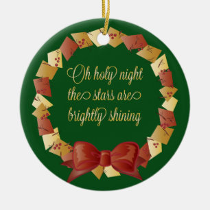 Oh Holy Night Lyrics Design Ceramic Tree Decoration