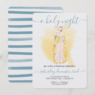 Oh Holy Night Madonna and Baby Jesus Christmas Invitation