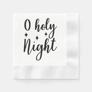 OH HOLY NIGHT Modern Script Christmas Napkin