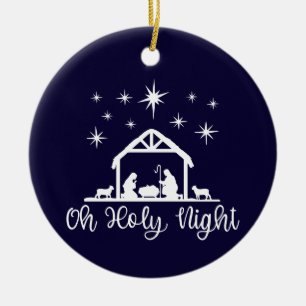Oh Holy Night Nativity Family Photo Ceramic Tree Decoration