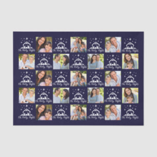 Oh Holy Night Nativity Navy Blue Family Photo Tissue Paper