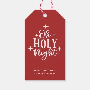 Oh Holy Night Red Holiday Gift Tags