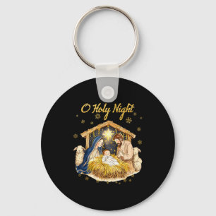 Oh Holy Night Religious Christmas Nativity Scene F Key Ring
