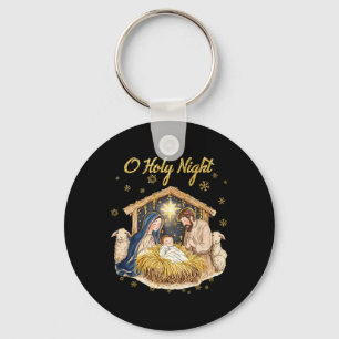 Oh Holy Night Religious Christmas Nativity Scene F Key Ring