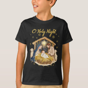 Oh Holy Night Religious Christmas Nativity Scene F T-Shirt