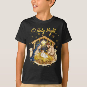 Oh Holy Night Religious Christmas Nativity Scene F T-Shirt