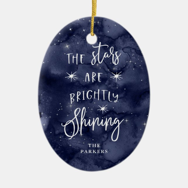 Oh Holy Night | Stars at Christmas with Photo Ceramic Tree Decoration (Front)