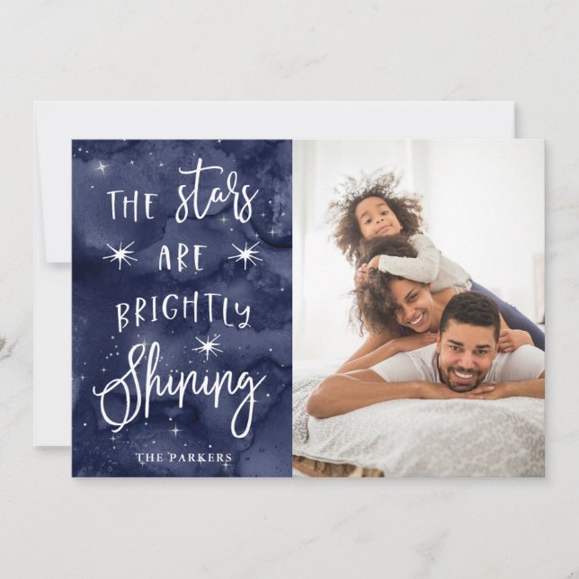 Oh Holy Night | Stars at Christmas with your Photo Holiday Card (Front)