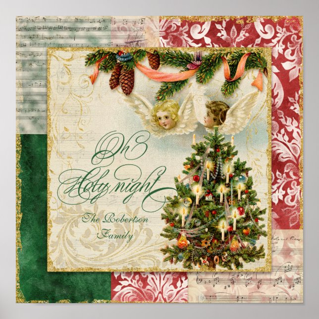 Oh Holy Night Vintage Christmas Carol Sheet Music Poster (Front)