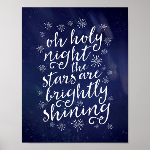 Oh Holy night watercolor Christmas print poster