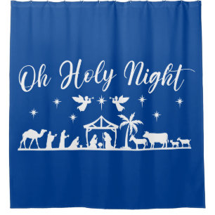 Oh Holy Night Whole Nativity & Angels Shower Curtain
