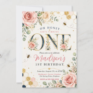 Oh Honey She's Turning One Birthday Invitation