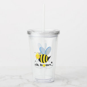 Oh Honey Valentines queen Bee character with tiara Acrylic Tumbler