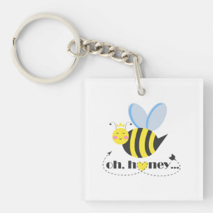 Oh Honey Valentines queen Bee character with tiara Key Ring