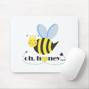 Oh Honey Valentines queen Bee character with tiara Mouse Mat