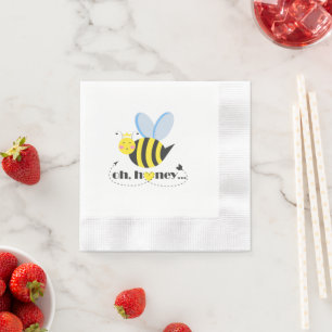 Oh Honey Valentines queen Bee character with tiara Napkin