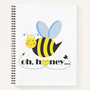 Oh Honey Valentines queen Bee character with tiara Notebook