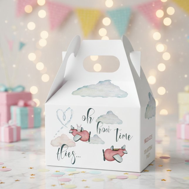 Oh how time flies retro plane boy birthday favour box (Creator Uploaded)