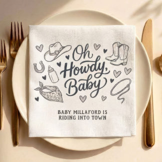 Oh Howdy Baby Cowboy Baby Shower Napkins | Western