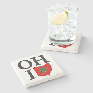 OH IO Typographic Ohio Vintage Red Buckeye Nut Stone Coaster