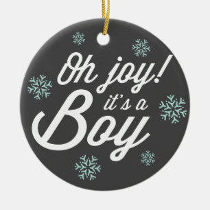 Oh Joy It's A Boy Photo Holiday Birth Announcement Ceramic Tree Decoration