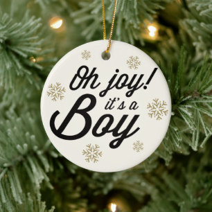 Oh Joy It's A Boy Photo Holiday Birth Announcement Ceramic Tree Decoration