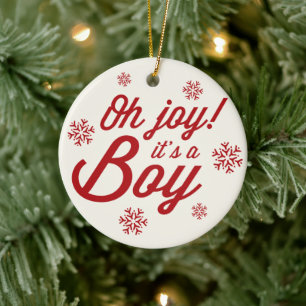 Oh Joy It's A Boy Photo Holiday Birth Announcement Ceramic Tree Decoration