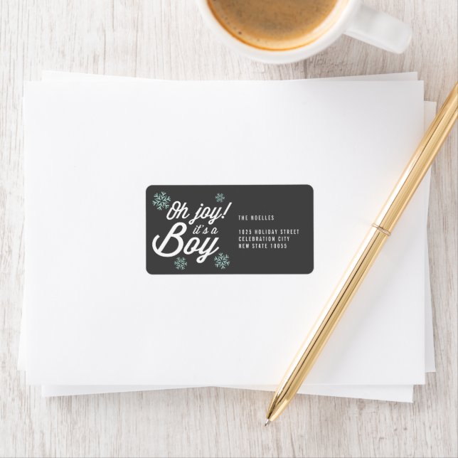 Oh Joy It's A Boy Snowflakes Holiday Birth Address Label (Insitu)
